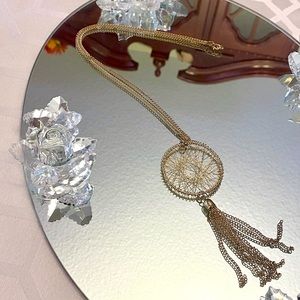 long golden tassel necklace